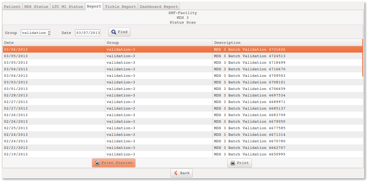 MDS Report Validation